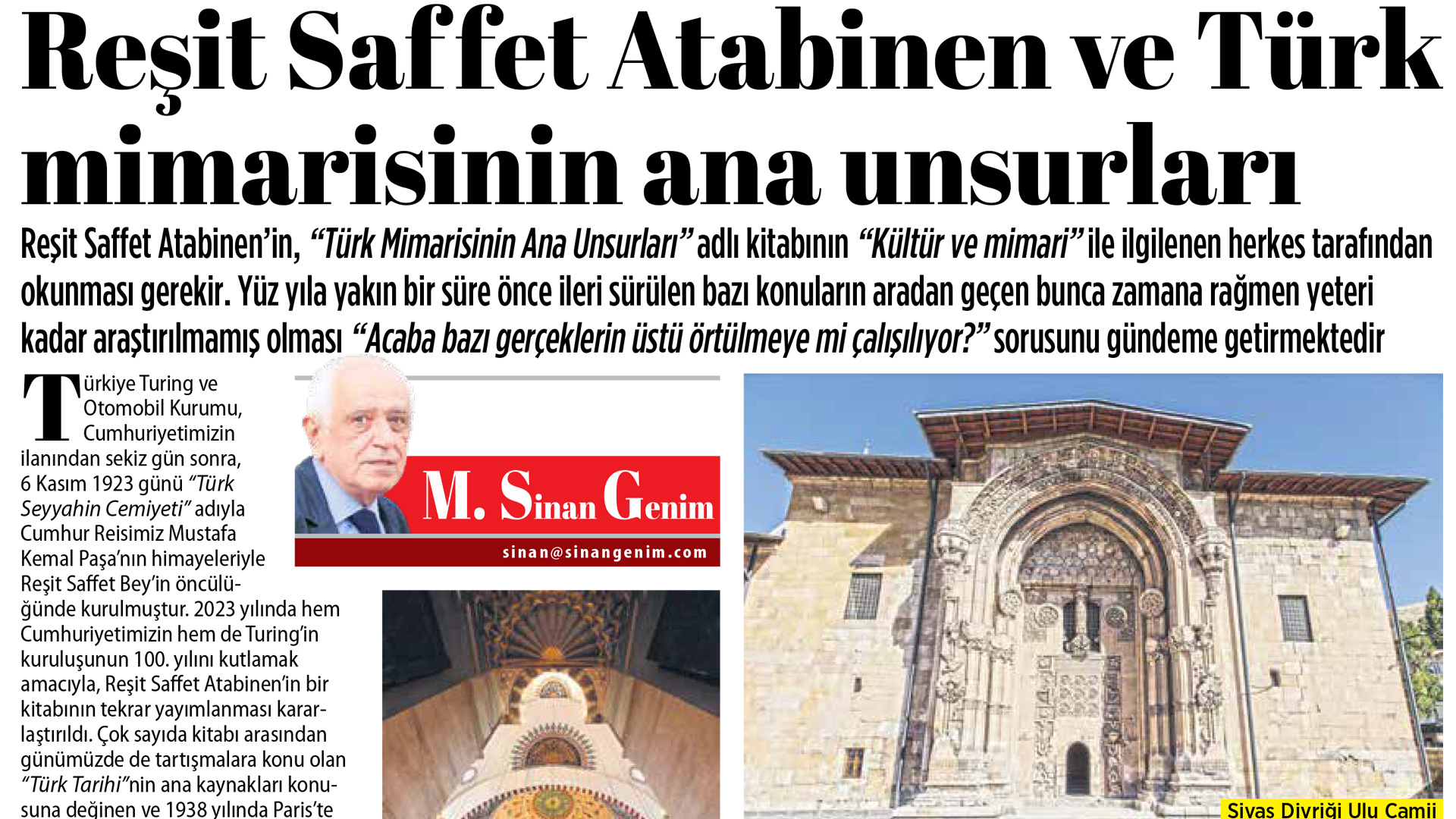 Reşit Saffet Atabinen ve Türk Mimarisinin Ana Unsurları...